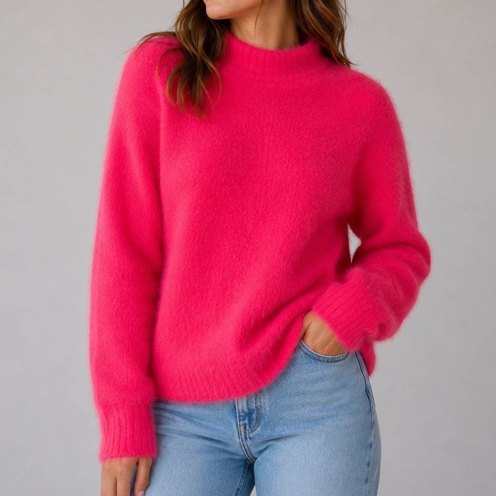 Universal Thread Women's M Hot Pink Eyelash Sweater Fuzzy Cozy Soft Pullover